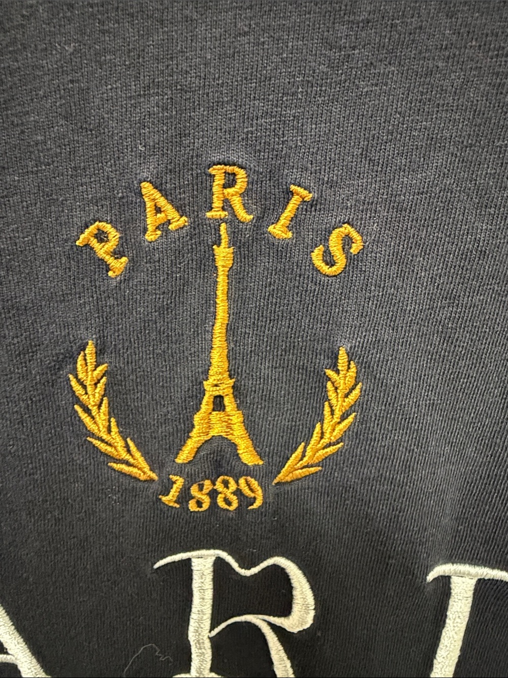 Women’s Black 'Paris France' 100% Cotton Embroidered Short Sleeve Tee Vacation - Picture 6 of 6